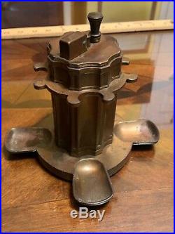 Ronson Touch Tip Lighter Art Metal 4 Pipe Holder Stand Brass Bronze Works