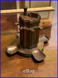 Ronson Touch Tip Lighter Art Metal 4 Pipe Holder Stand Brass Bronze Works