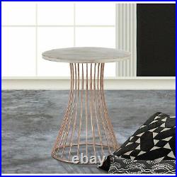 Rose Gold Metal White MID Century Modern Art Side End Accent Table Plant Stand
