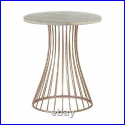 Rose Gold Metal White MID Century Modern Art Side End Accent Table Plant Stand