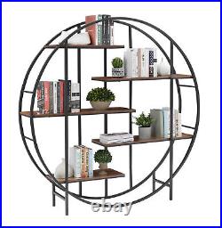 Round 5-Tier Metal Plant Stand Bookcase Storage Rack Indoor Living Room Display