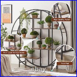 Round 5-Tier Metal Plant Stand Bookcase Storage Rack Living Room Balcony Display