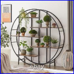 Round 5-Tier Metal Plant Stand Bookcase Storage Rack Living Room Balcony Display