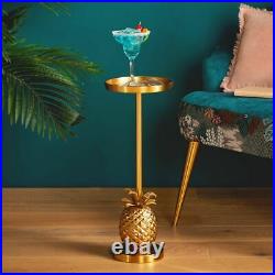 Round Side Table Lamp Plant Furniture Small Vintage Sofa End Metal Gold Stand
