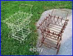 Rustic-Wrought-Iron-Cart-Metal-Flower-Carts-Garden Flower Container