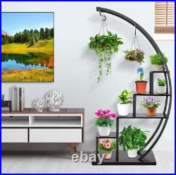 SEJOV 5 Tier Plant Stand for Indoor Plants, Half Moon Shape Plant Shelf with Han