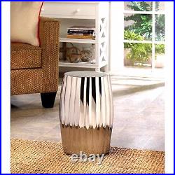 SILVER DECORATIVE STOOL, SEAT CHAIR PLANT SCULPTURE STAND Indoor/Outdoor NIB