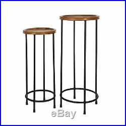 Sagebrook Home Set Of 2 Wood And Metal 10 And 12 Plant Stands 15192