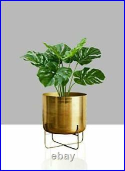 Serene Spaces Living Wide Gold Planter with Detachable Metal Stand Decorative