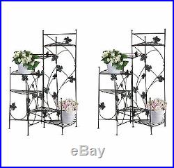 Set of 2 Cascading Ivy Staircase Metal Plant Stand Planter Display Shelves