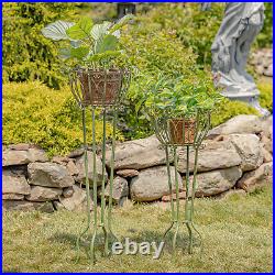 Set of 2 Tall Metal Basket Plant Stands Stephania