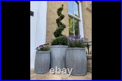 Set of 3 Galvanised Victorian Style Garden Dolly Tubs Planters Pots Autumn Plant