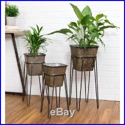 Set of 3 Iron Planter Stands Vintage Indoor Flower Plant Stand Pot Display Metal