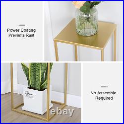 Set of 3 Metal Plant Stand Golden Nesting Display End Table Tall Pedestal Cylind