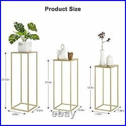 Set of 3 Metal Plant Stand Nesting Display End Table Tall Pedestal Golden