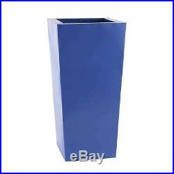 Set of 3 Modern Tall Square Blue Metal Planters by Studio 350