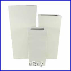 Set of 3 Modern Tall Square White Metal Planters by Studio White