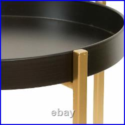 Set of 3 Nesting End Tables Tray Top Gold Accent Lamp Vase Plant Stand Display