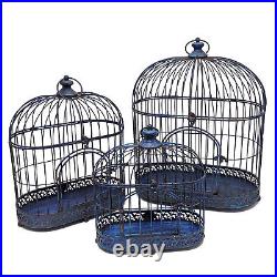 Set of 3 Vintage Style Metal Bird Cage Planters