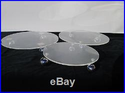 Set of Six Vintage Round Lucite Plant Dolly Stands with Rolling Chrome Casters