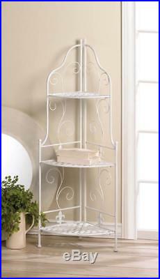 Shabby Chic Iron Corner Display Shelf Garden Plant Stand In Or Outdoor Furniture