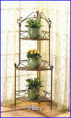 Shabby Chic Iron Corner Display Shelf Garden Plant Stand In Or Outdoor Furniture
