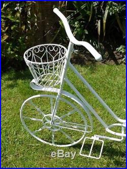 Shabby Chic White Bicycle Flower Flower Planter Plant Stand Garden Outdoor Decor