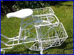 Shabby Chic White Bicycle Flower Flower Planter Plant Stand Garden Outdoor Decor