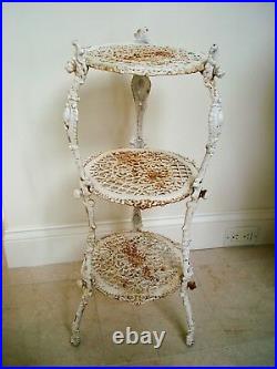 Shabby Rusty Crusty Ornate French Style Metal 3 Tier Plant Stand Awesome