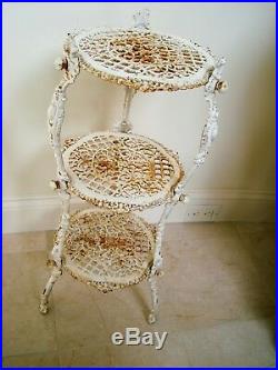 Shabby Rusty Crusty Ornate French Style Metal 3 Tier Plant Stand Awesome