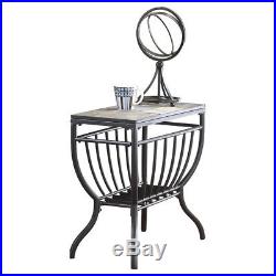 Slate Top Living Room End Table Plant Lamp Stand Chair Side Metal Decor Display