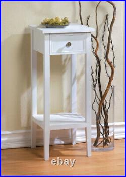 Small Table Bedside Nightstand Drawer White Accent End Side Shelf Plant Stand