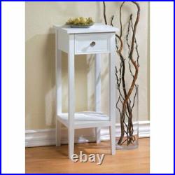 Small white accent End side bedside Table Nightstand drawer Shelf plant stand