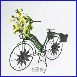 Solar Powered Bicycle Pot Stand 37 Lighted Metal Flower Planter Garden Patio