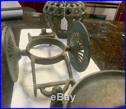 Solid Old Heavy Vintage/Antique STAND Rolling Wheel Cart Cast Iron Metal Planter