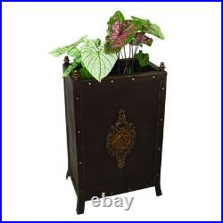 Standing Iron Floor Planter Box Ornate Medallion Outdoor Flower Plant Pot