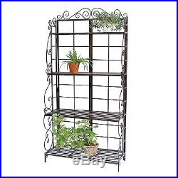 Sturdy decor Metal Bakers Rack Plant Stand in Brushed Bronze Black