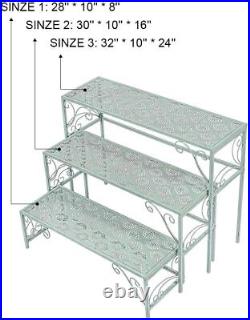 Sungmor 3 Tier Metal Plant Stands, Garden & Balcony Ladder Flower Pots Holder