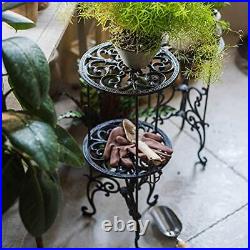 Sungmor Heavy Duty Cast Iron Potted Plant Stand26-Inch 2 Tiers Metal Planter