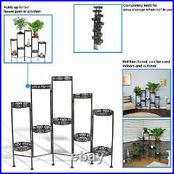 Sunnydaze 10-Tier Bronze Steel Indoor/Outdoor Folding Flower Plant Stand 46
