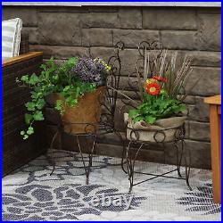 Sunnydaze 2 Indoor/Outdoor Metal Sweethearts Chair Planter Stands 25.25-Inch