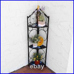 Sunnydaze 3-Tier Folding Mosaic Plant Stand Corner Flower Pot Shelf 44 Blue