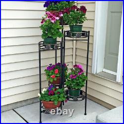 Sunnydaze 6-Tiered Metal Folding Plant Flower Pot Stand 45 Indoor-Outdoor