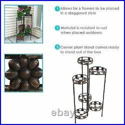 Sunnydaze 6-Tiered Metal Folding Plant Flower Pot Stand 45 Indoor-Outdoor