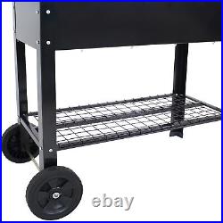 Sunnydaze Galvanized Steel Mobile Raised Garden Bed Cart 43-Inch Black
