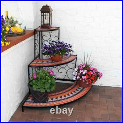 Sunnydaze Large 3-Tier Mosaic Plant Stand Metal Corner Flower Pot Shelf 40