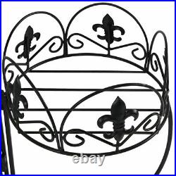 Sunnydaze Set of 2 French Lily Design Three Tiered Metal Flower Plant Stand -22
