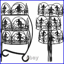 Sunnydaze Set of 2 French Lily Design Three Tiered Metal Flower Plant Stand -22