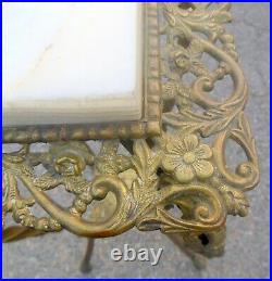 Superb Victorian Brass Bronze PLANT Fern Stand Pedestal Table Onyx Top Florals