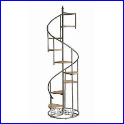 Two Stunning Large 76 Wood & Metal Spiral Staircase Display Shelf Plant Stand